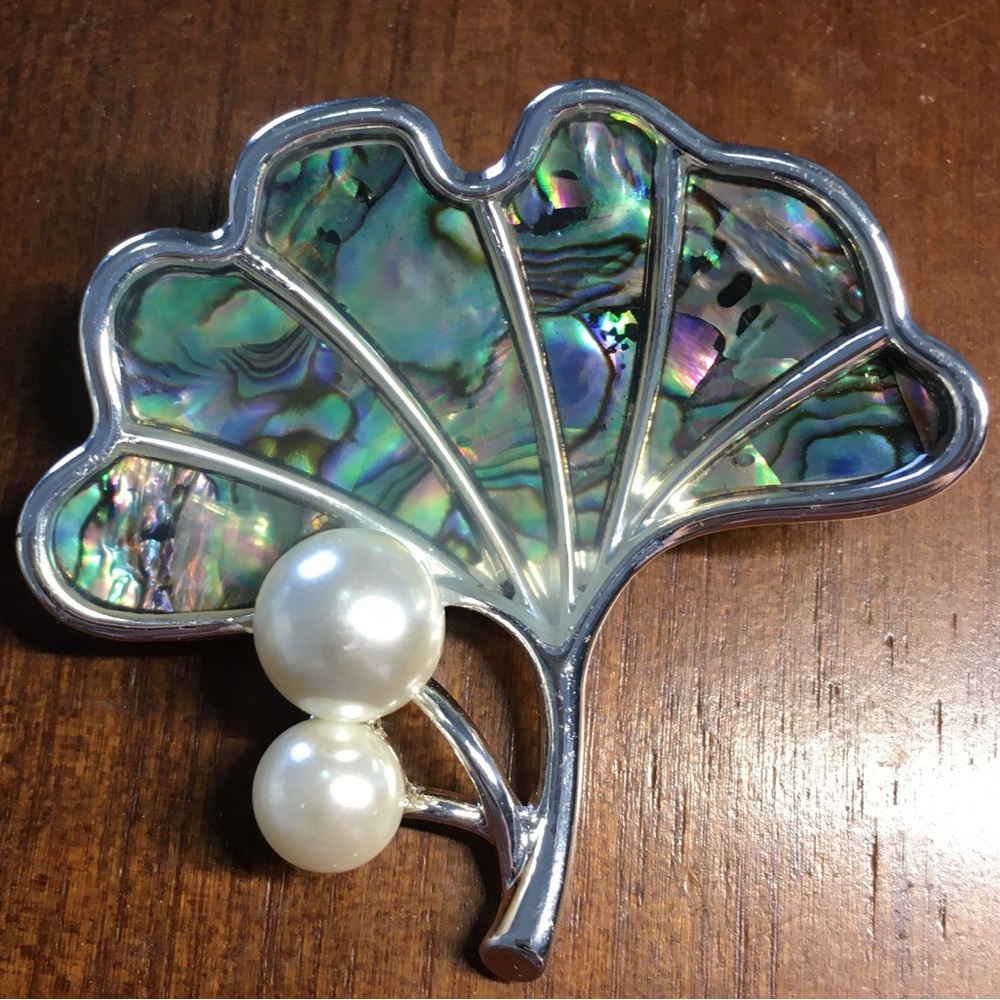 Anne Klein Abalone & Pearl Brooch
